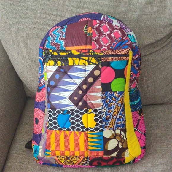 Multi-colored African Prints Backpack Africa/Ghana kente print/ankara hand made medium size  main image 4